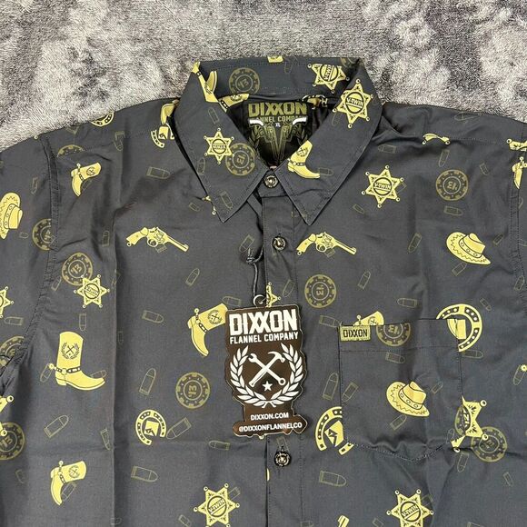 Dixxon Flannel Co 1876 Western Button Up Short Sleeve Black Men's XL NWT - Picture 2 of 9
